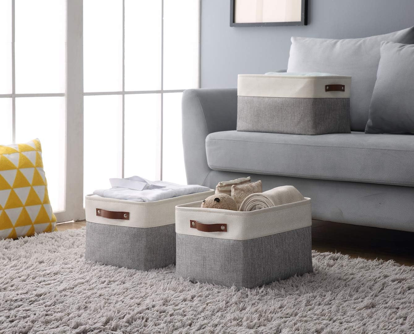 Storage Baskets for Shelves - Fabric Closet Organizers and Storage Bins, 4 PACK