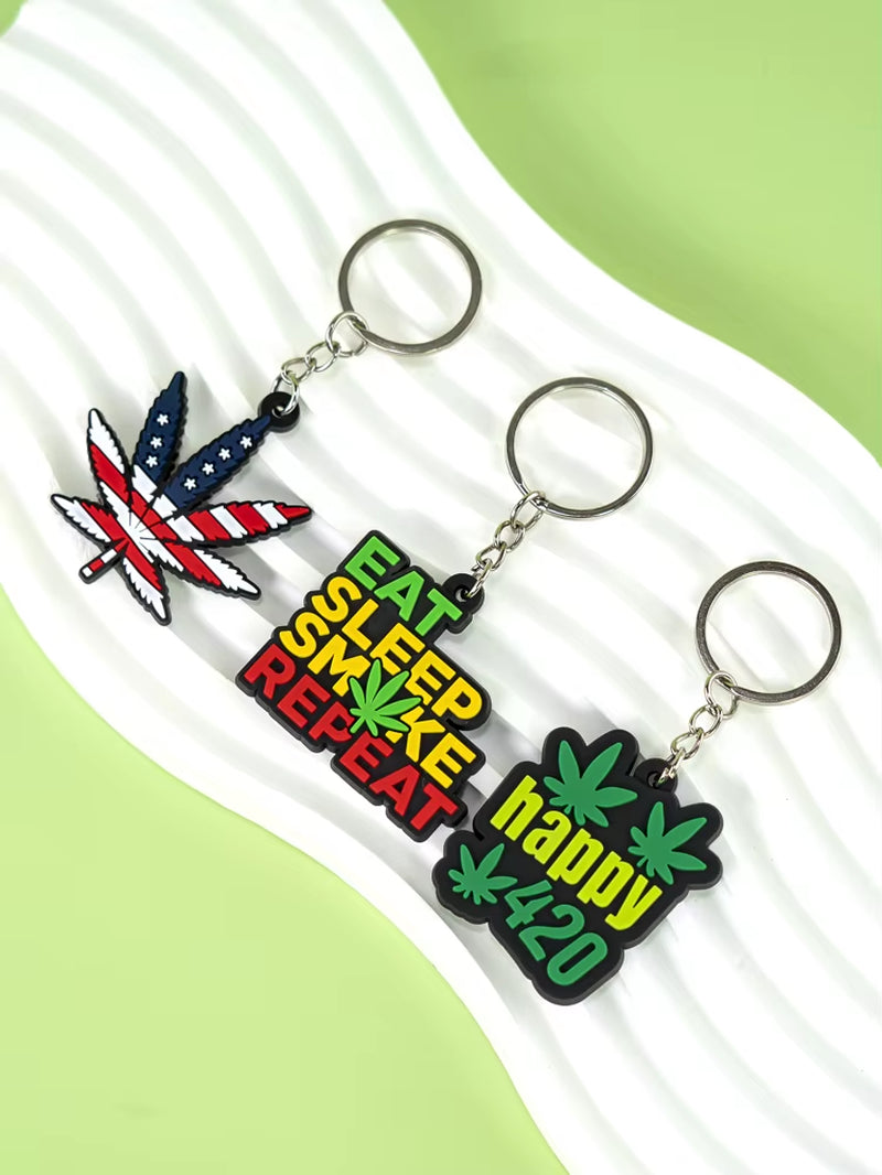 Wholesale Custom New Pattern Rubber Weeds Key Chain