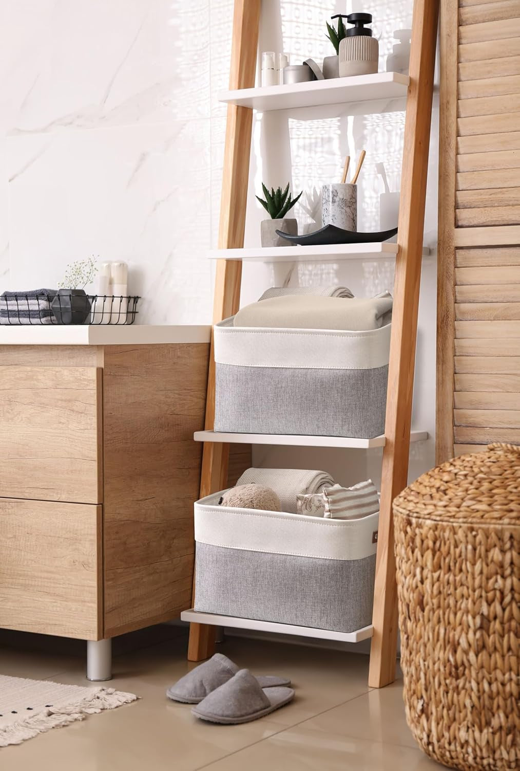 Storage Baskets for Shelves - Fabric Closet Organizers and Storage Bins, 4 PACK