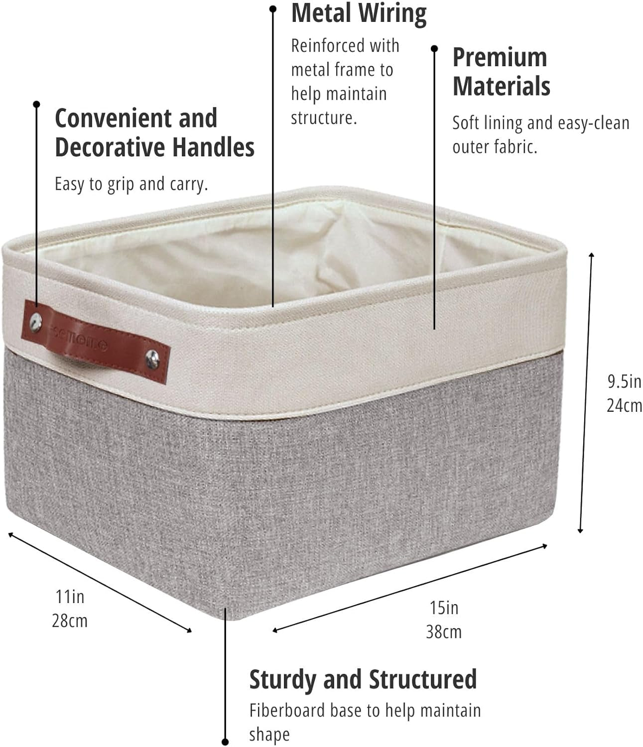 Storage Baskets for Shelves - Fabric Closet Organizers and Storage Bins, 4 PACK