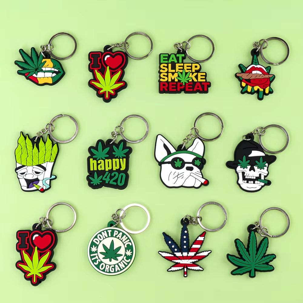 Wholesale Custom New Pattern Rubber Weeds Key Chain