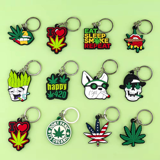 Wholesale Custom New Pattern Rubber Weeds Key Chain