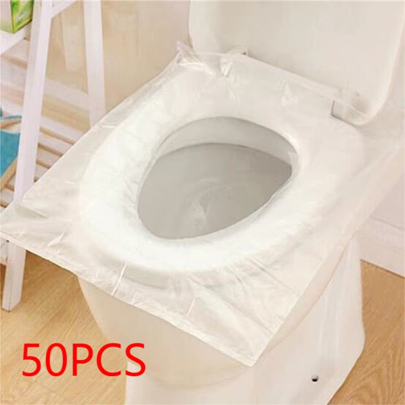 50Pcs Disposable Plastic Toilet Seat Cover Waterproof