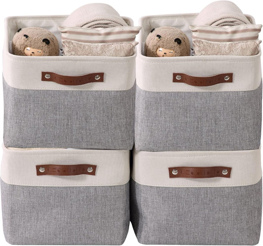 Storage Baskets for Shelves - Fabric Closet Organizers and Storage Bins, 4 PACK