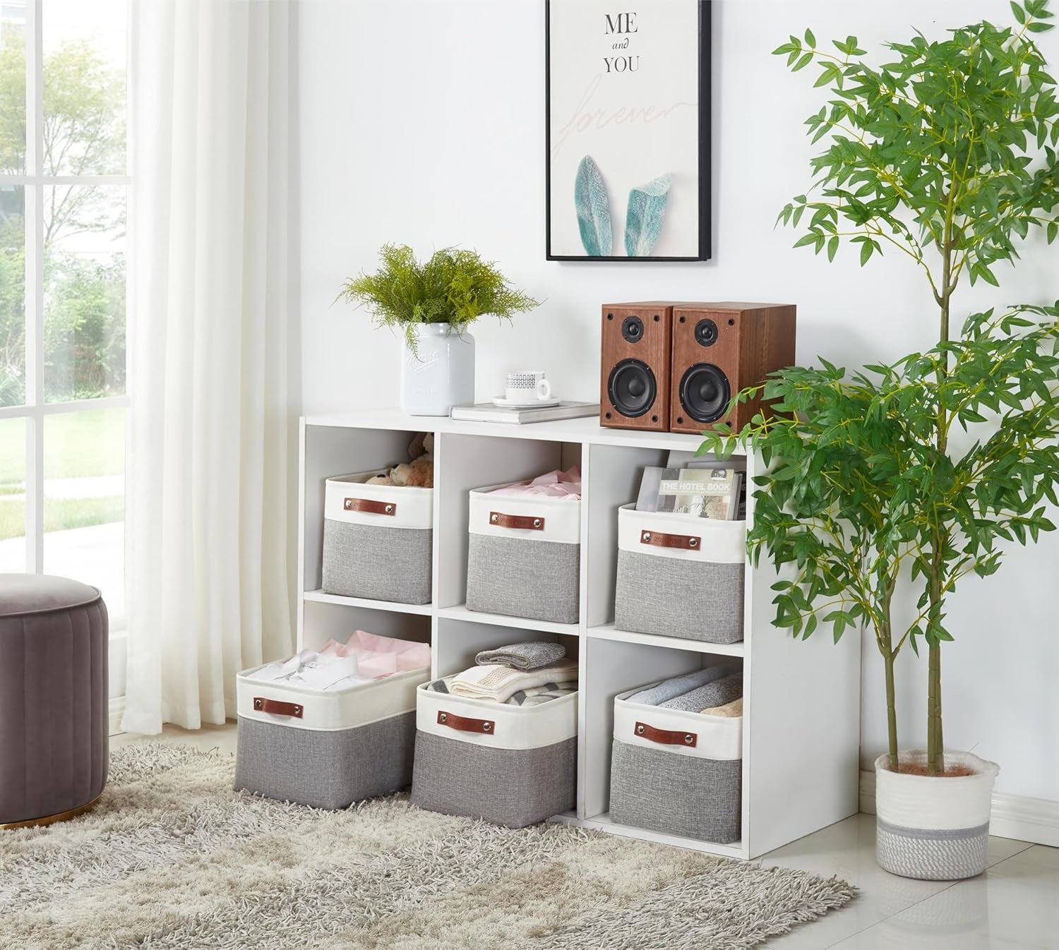 Storage Baskets for Shelves - Fabric Closet Organizers and Storage Bins, 4 PACK