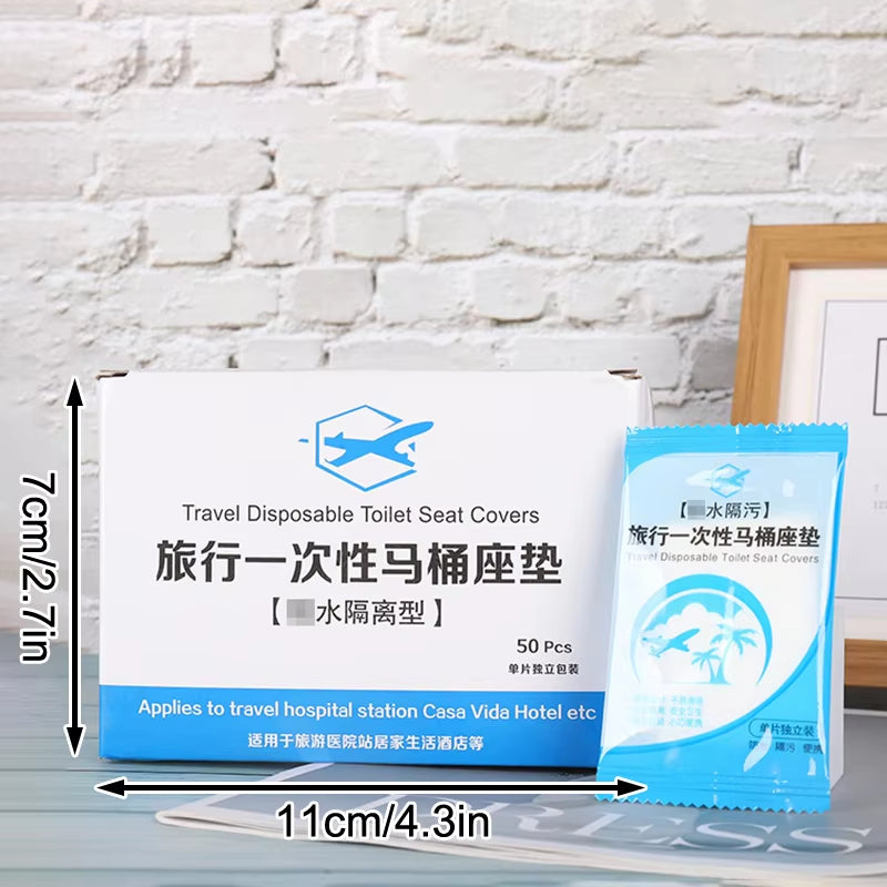 50Pcs Disposable Plastic Toilet Seat Cover Waterproof