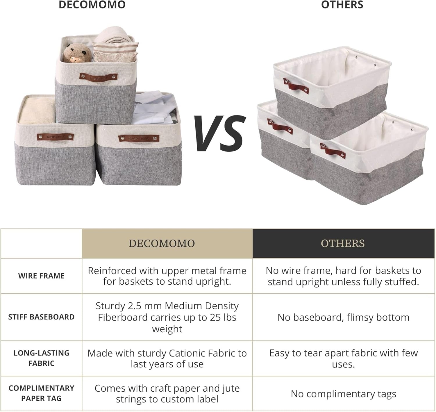 Storage Baskets for Shelves - Fabric Closet Organizers and Storage Bins, 4 PACK